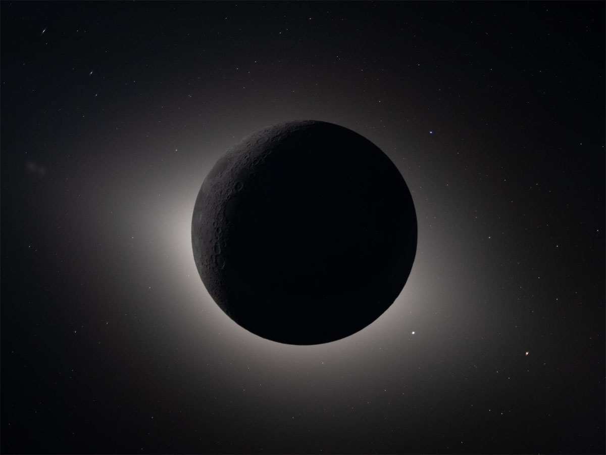 The moon eclipses the sun, as seen by the crew of Artemis II