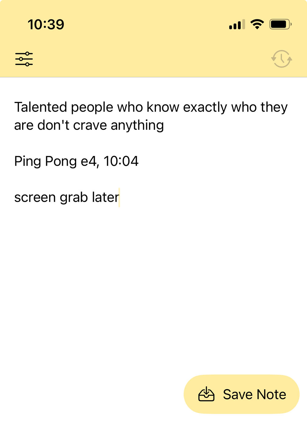 A screen grab of the Bebop application, its color scheme a light lemony yellow.