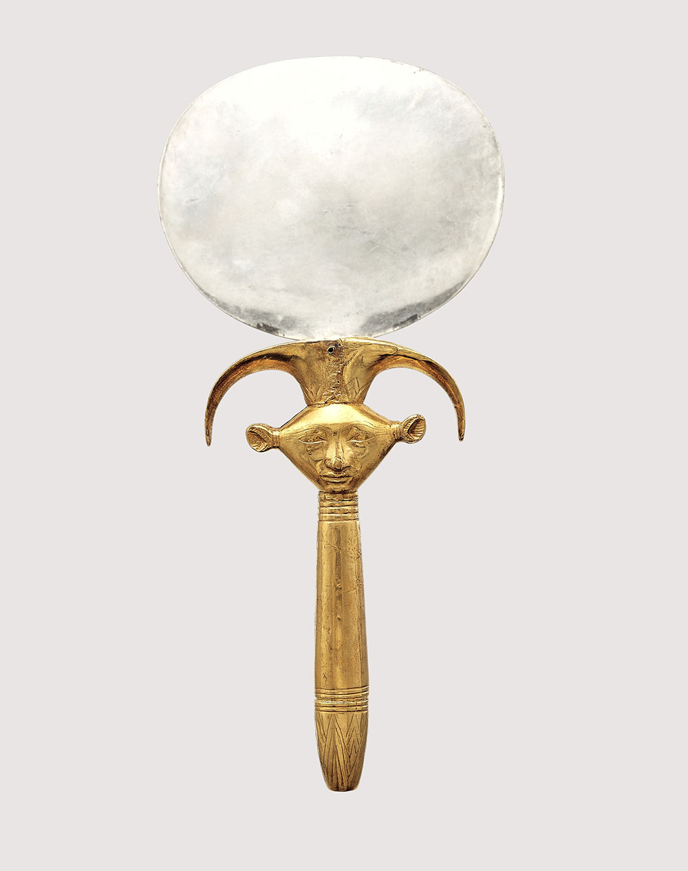 Mirror with Handle in the Form of a Hathor Emblem, ca. 1479–1425 B.C.