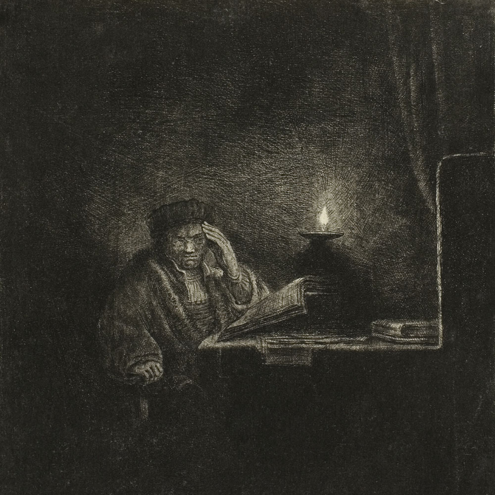 Student at a Table by Candlelight, 1642-45, Salomon Savery