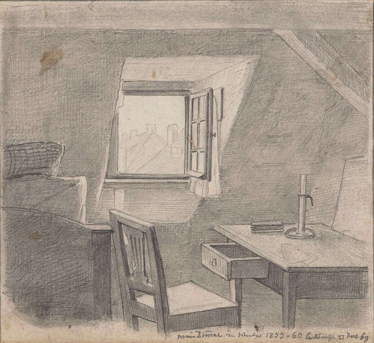 Artist's room in Karlsruhe, 1859, Hans Thoma