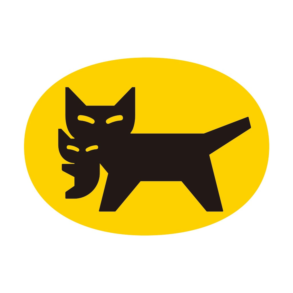 Yamato Transport's iconic logo, a silhouette of a mama black cat carefully carrying her kitten in her mouth.